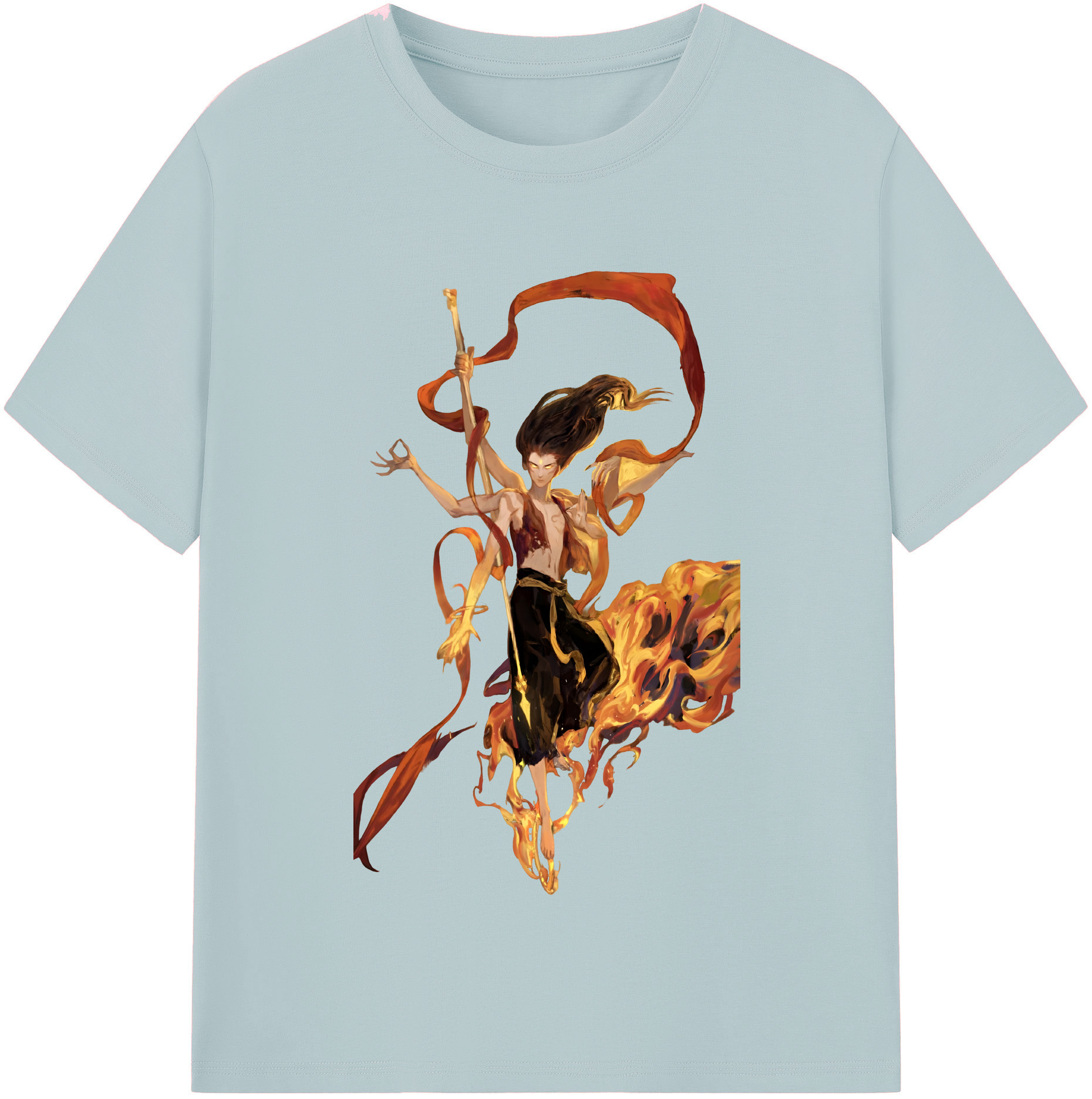 （画像用） Ne Zha 2 ナタ 魔童の大暴れ 綿100％半袖Tシャツ（フロントプリント）